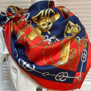Hermes Scarf rouge blu Cliquetis